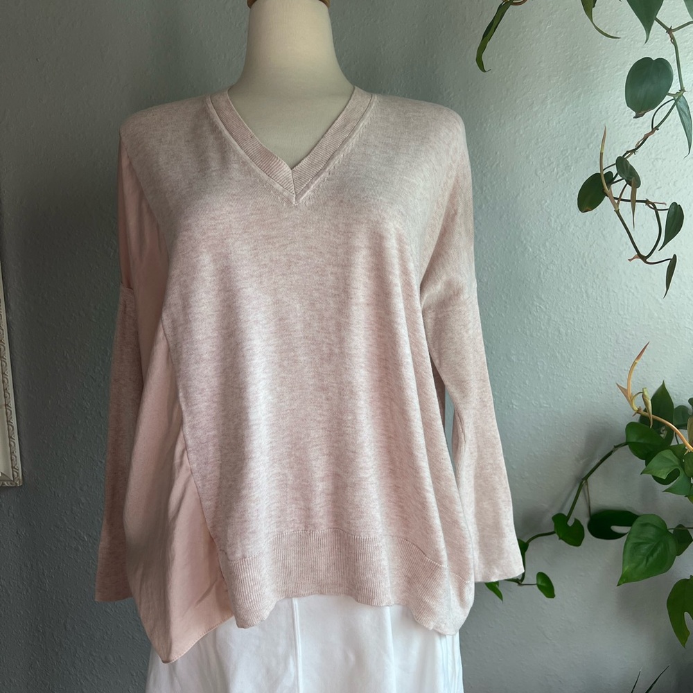 All Saints Soft Pink V-Neck Sweater Cozy Knit